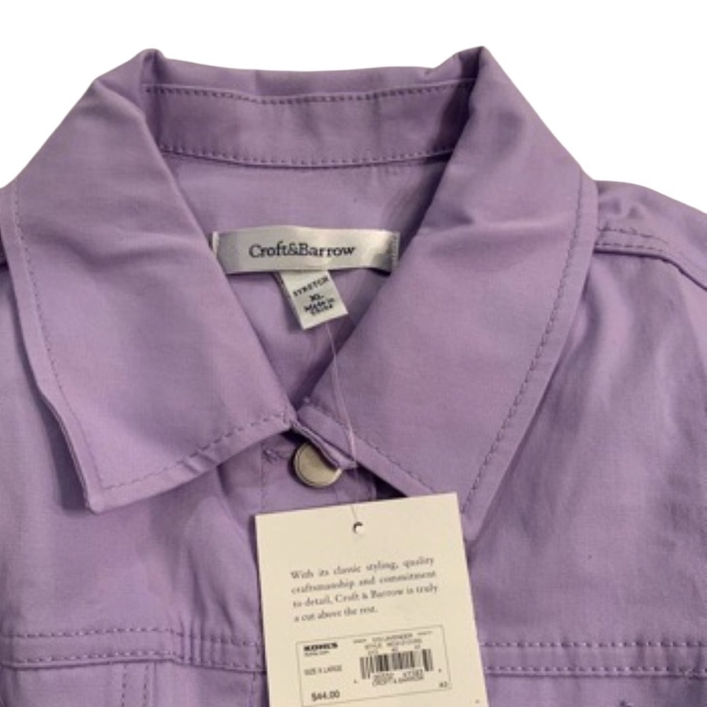 croft & barrow | Lavender Cotton-Blend Stretch Jean Jacket Pastel New With Tags - Picture 2 of 11